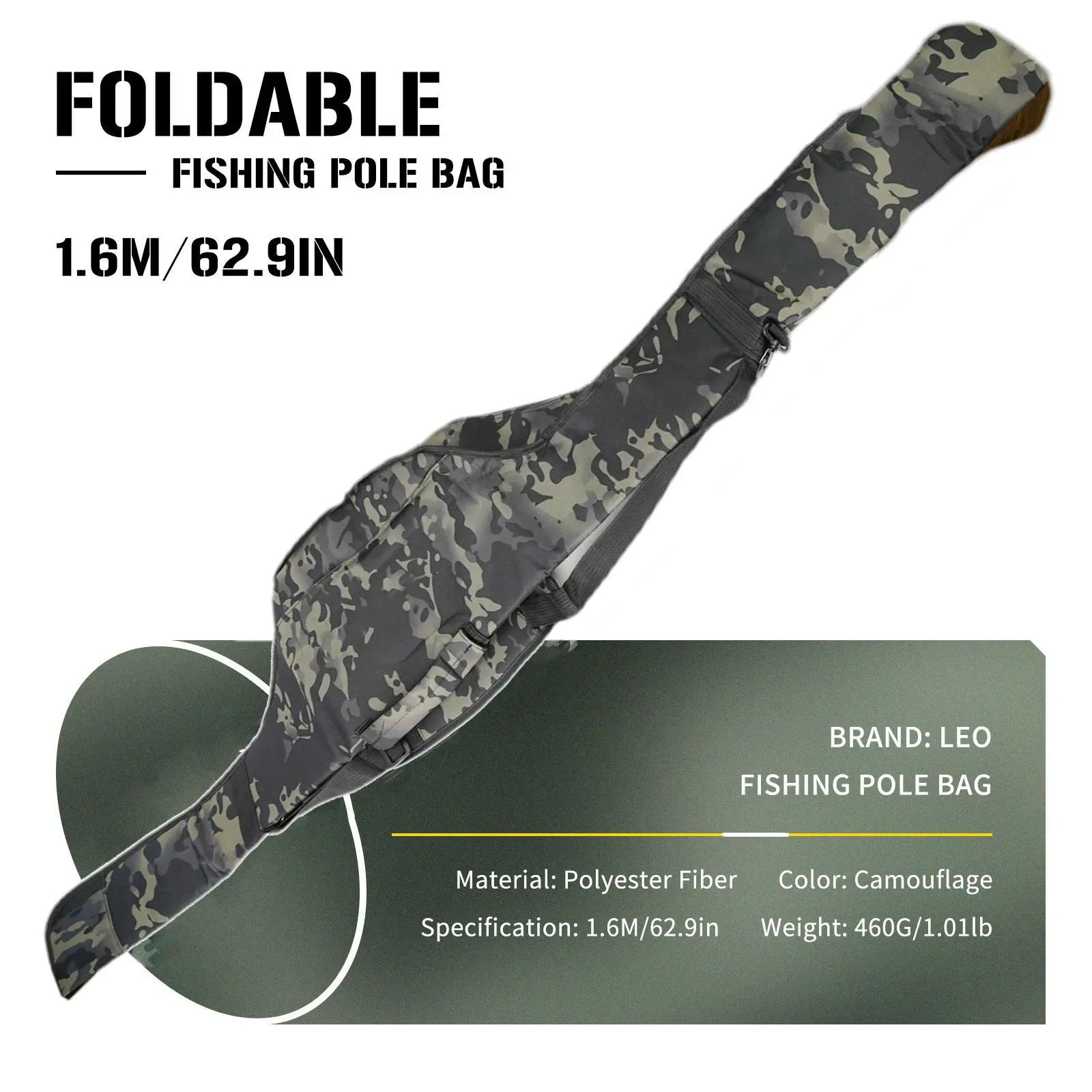 

Bag Fishing Bag Ripstop Polyester Fabric Fishing Rod Folding Adjustable Shoulder Straps Organizer Pole Gear Reel Bag New