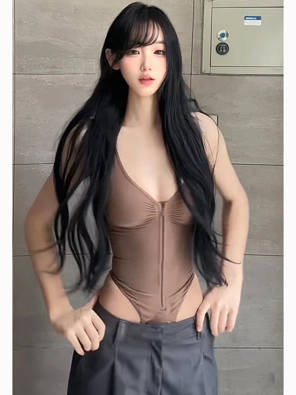 

Американский Sle, сексуальная девушка, дизайн на молнии, чувственный бал, цельные женские летние утягивающие брюки с высокой талией, тонкая модель