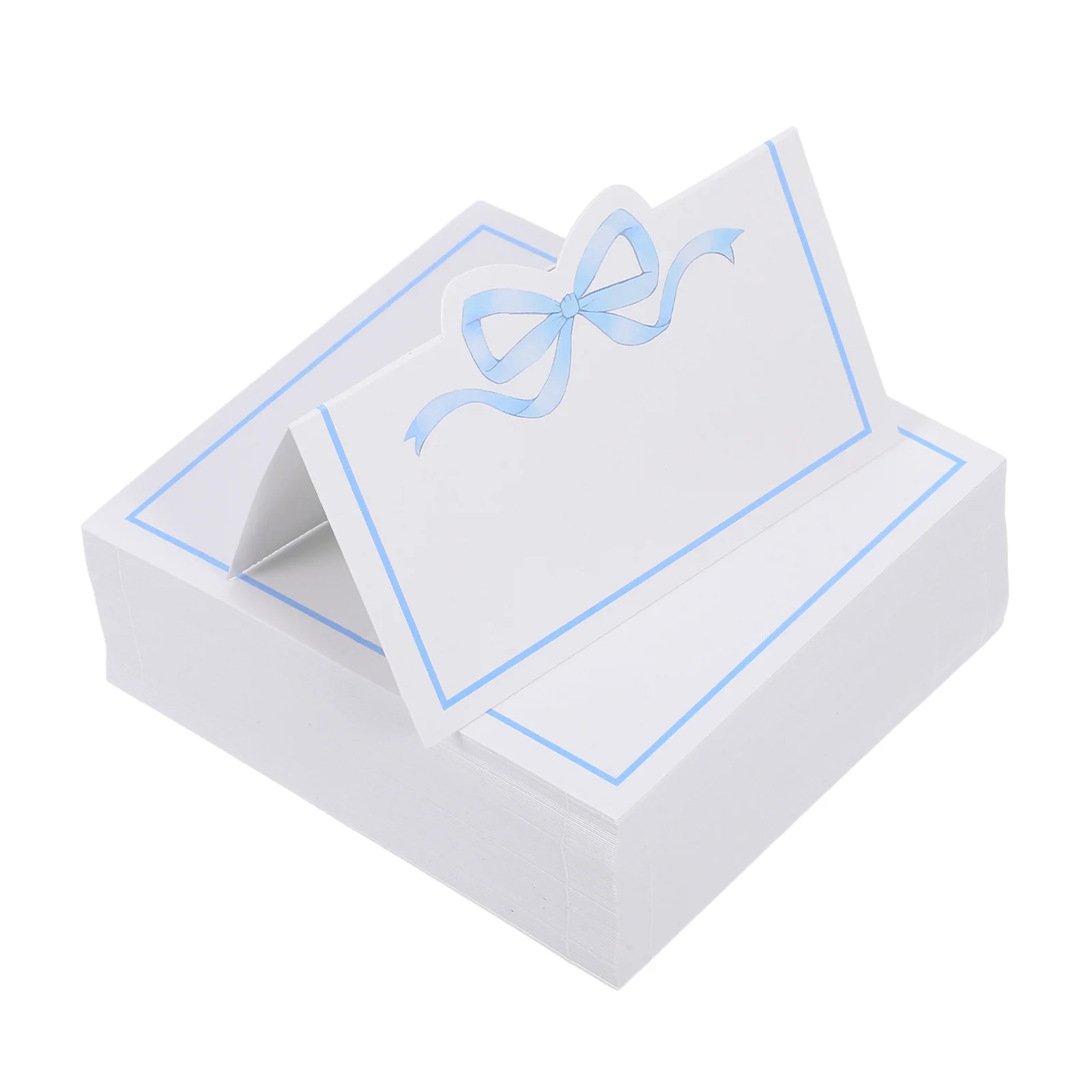 

100Pcs Pink Bow Wedding Place Cards Scalloped Edge Blank Name Cards Seat Assignment Labels for Reception Birthday Party