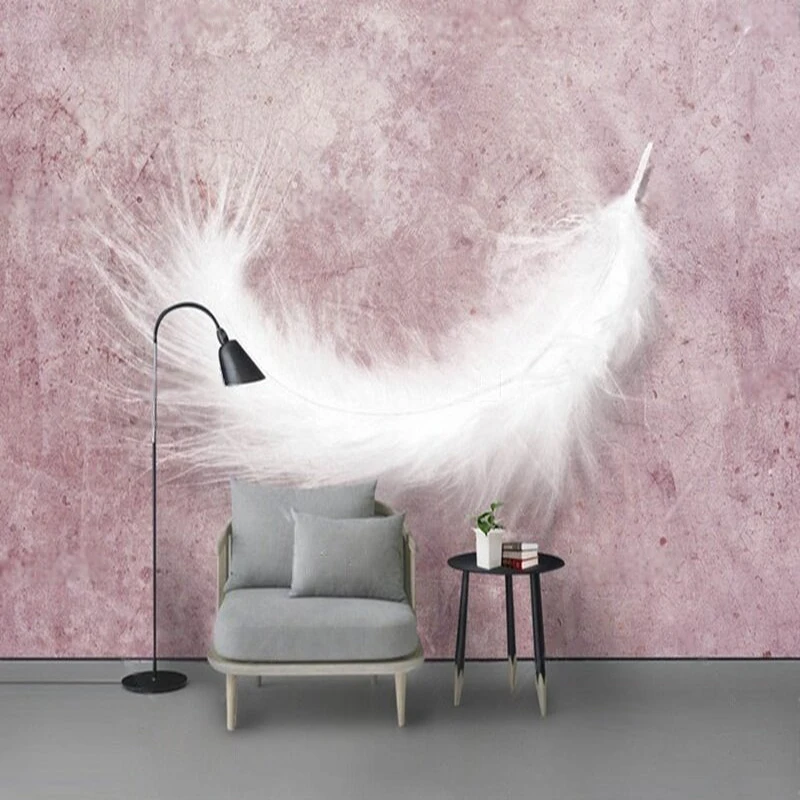 New modern American minimalist, fashionable and fresh white feather TV bedroom home decoration background wall painting