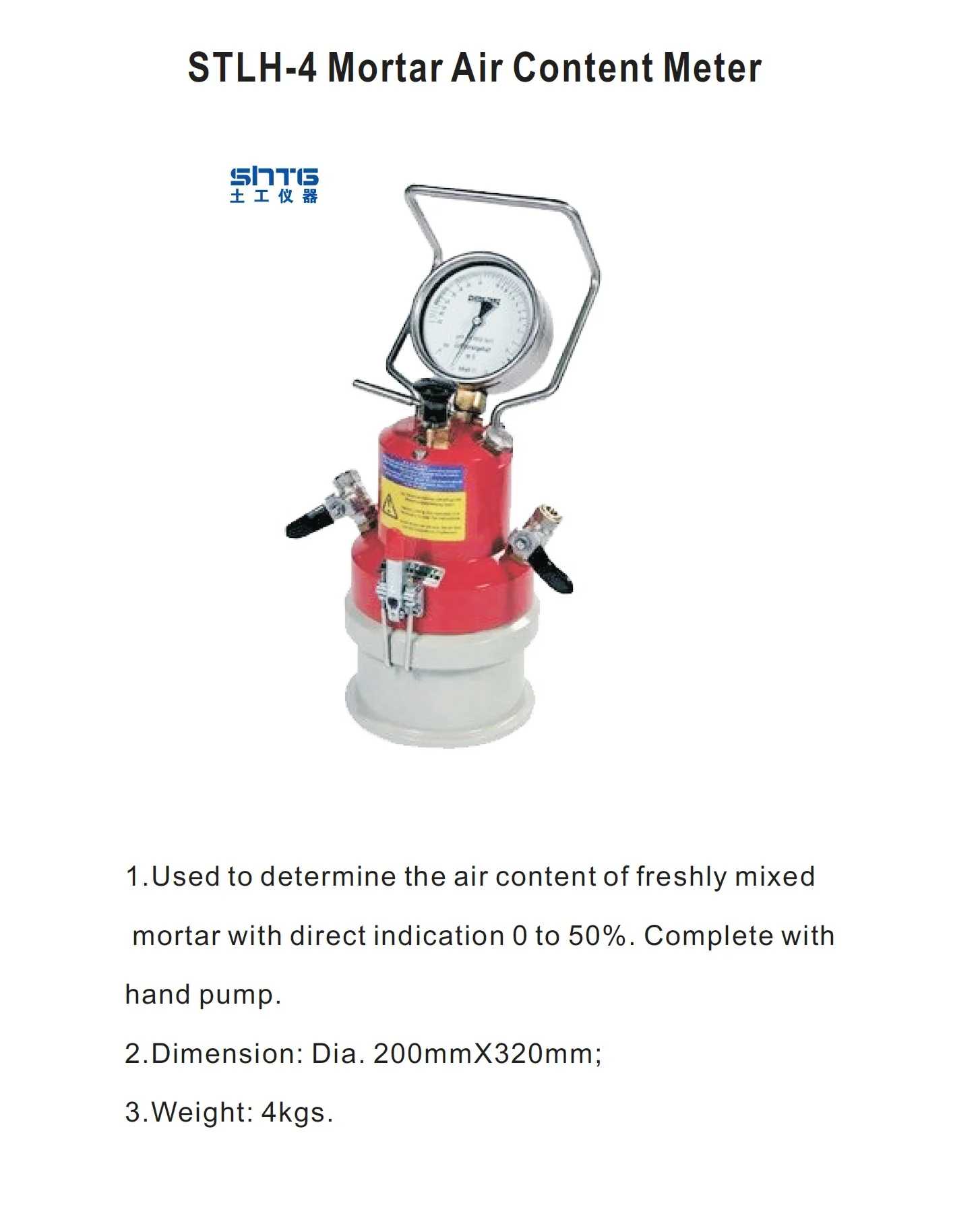 STLH-4 Mortar Air Content Meter Concrete Cement Air Gas Content Meter Air Content Meter Civil Equipment Mortar Test Instruments