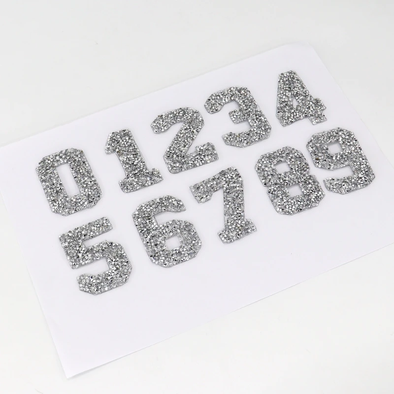 1 قطعة حجر الراين الفضة الأبجدية رقم الحروف المطرزة الحديد على للملابس شارة لصق للملابس حقيبة الأحذية Stripes بها بنفسك المشارب #3