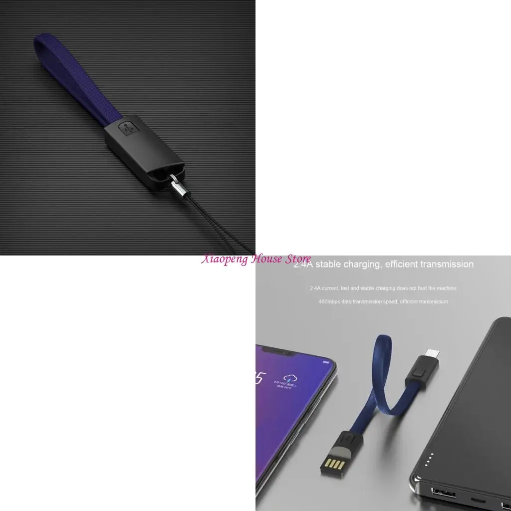 Creative USB to USB C Keyring Charging Wire Fast Sync Cord For Multiple Devices 77JC