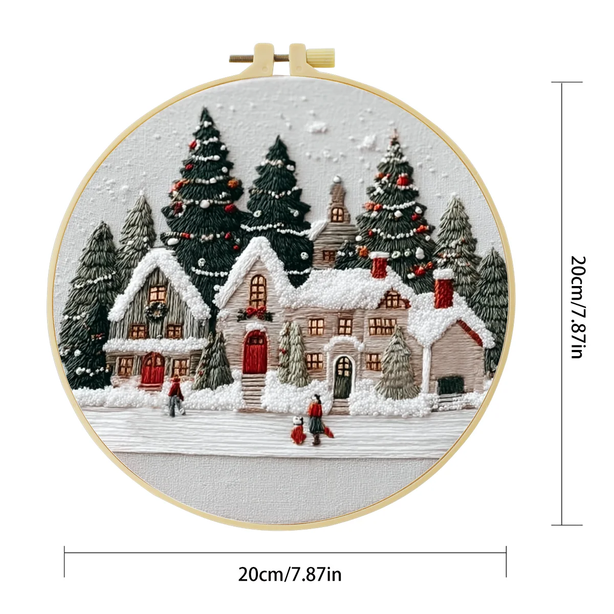 1 Stück 20x20 cm/15x15 cm 7,87/6,3 Zoll Stickerei-Starter-Kit DIY-Set Heimdekoration, verschneites Gelände, Stickerei-Set – Detail 2