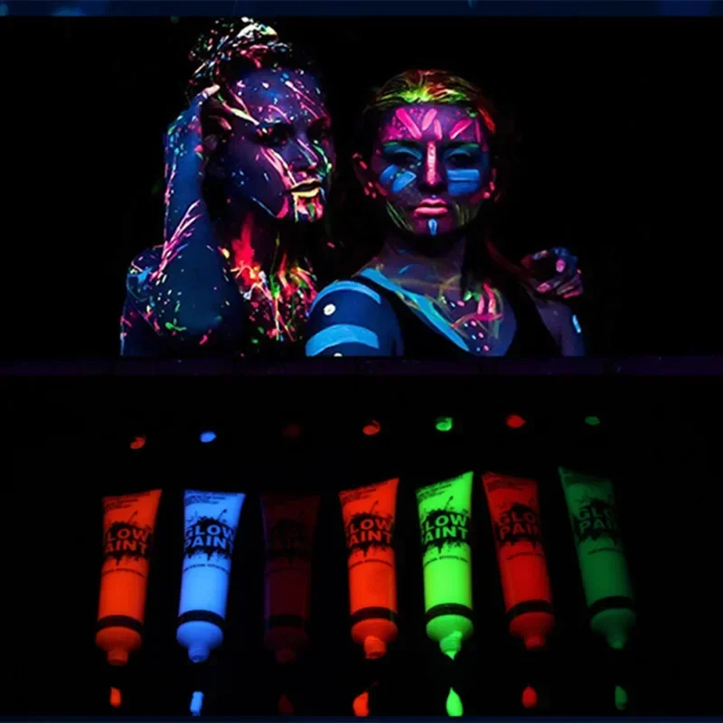 10ml Luminiscent Paint Face Body Art Paint UV Glow Fluorescent Glowing Halloween Party Fancy Dress Beauty Makeup Dark Paint 1pcs