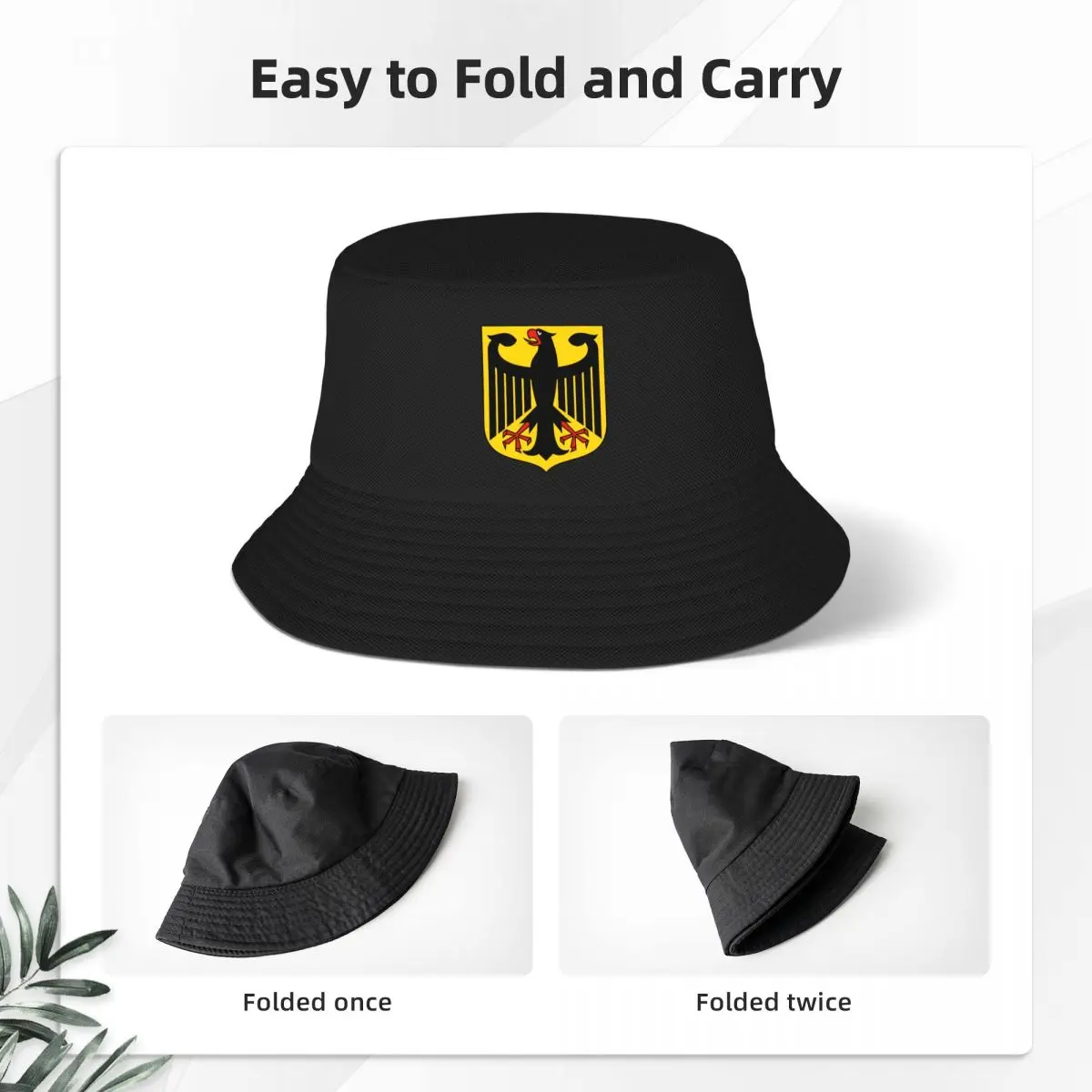 Custom Coat Of Arms Of Germany Bucket Hat Men Women German Flag Eagle Outdoor Sun Summer Camping Cap