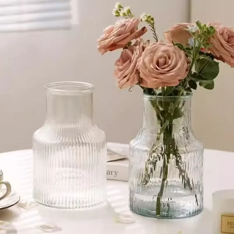 Nordic Modern Glass Vase for Living Room Dining Table Creative Flower Arrangement Home Decor Light Luxury Water Raising