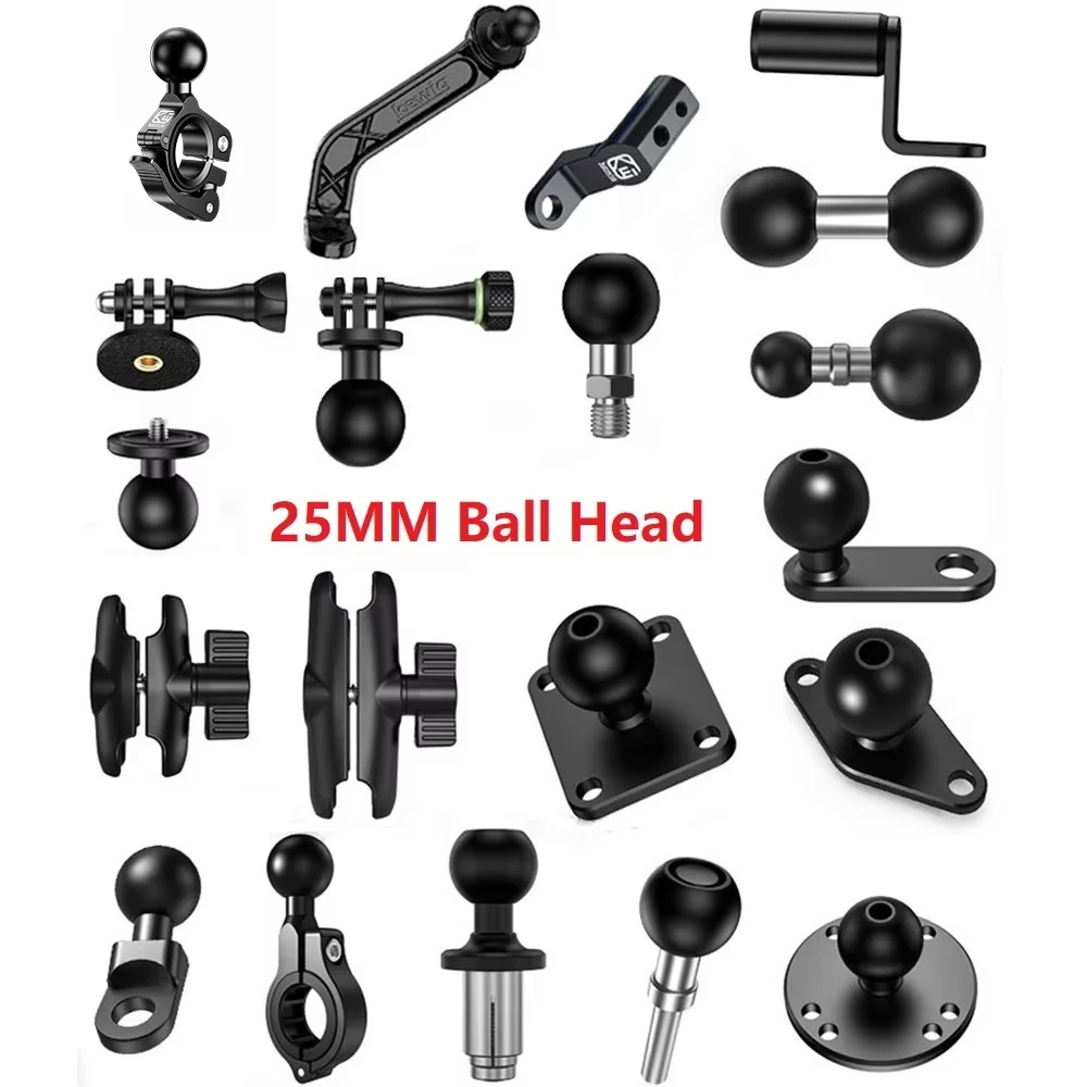 1 inch Ball Head Mount Adapter Motorcycle Bicycle Handlebar Clip Rearview Mirror Bracket for GoPro 10 9 8 Camera Mounts