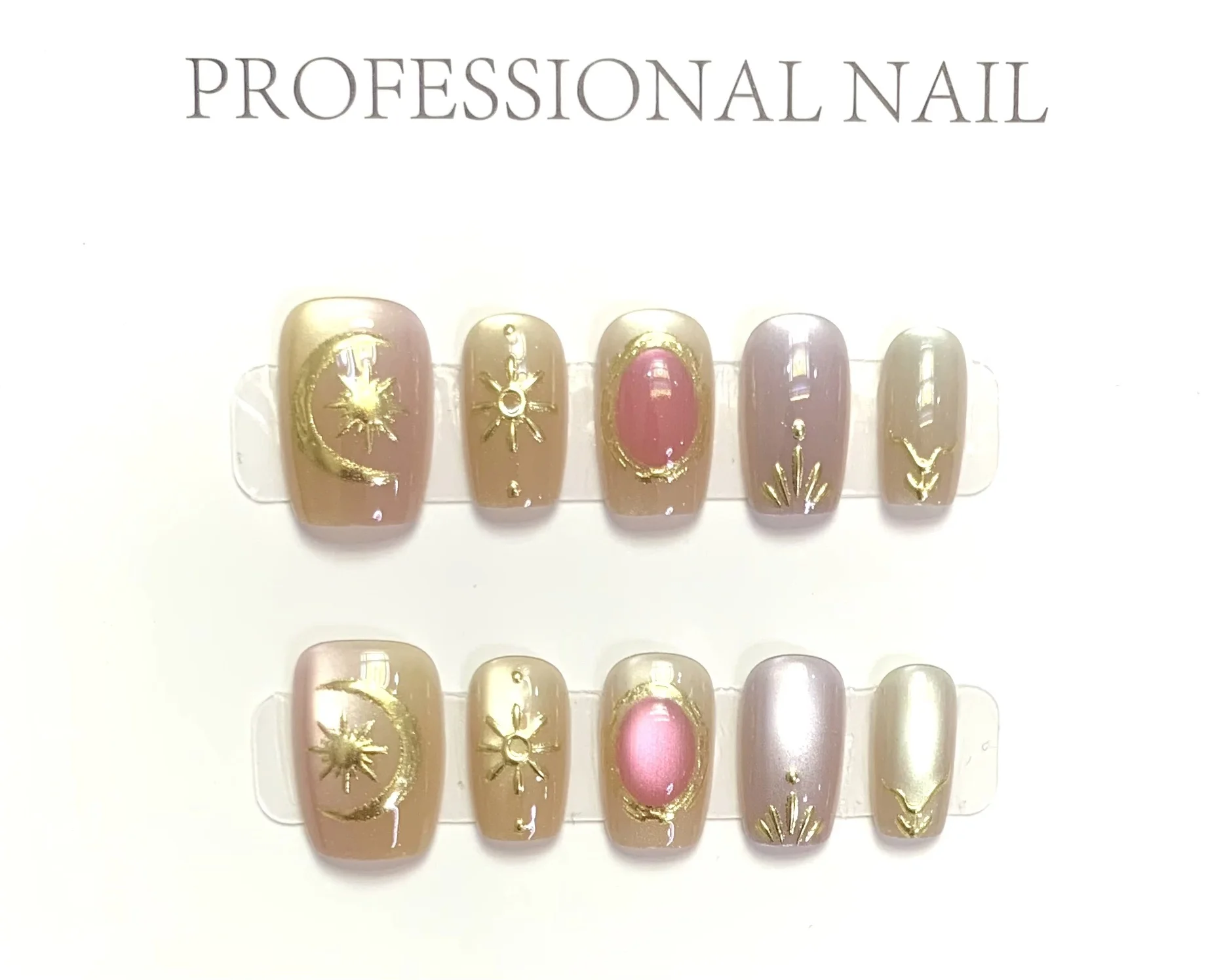 10개입 럭셔리 수제 아몬드 롱 할로윈 스크림 프레스온 네일 세트 화려한 디자인 4종 도구 포함 네일 접착 탭