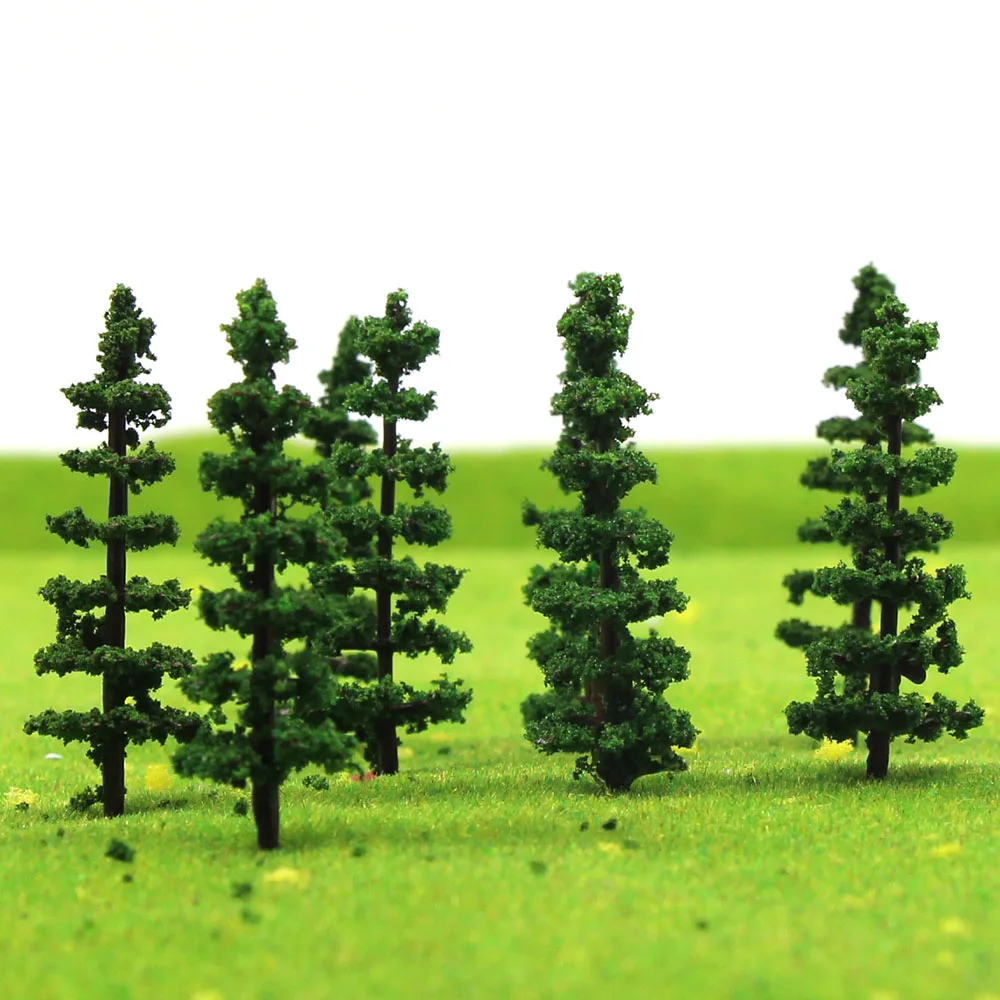 Evemodel 100pcs Model Railway Layout 1:160 Trees N Scale Green Trees 50mm TC50