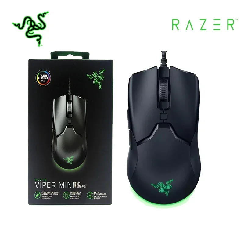 Razer Viper Mini Mouse 8500 ديسيبل متوحد الخواص مستشعر بصري Chroma RGB سلكي 61 جرام ماوس خفيف الوزن SPEEDFLEX كابل ماوس لألعاب Esport