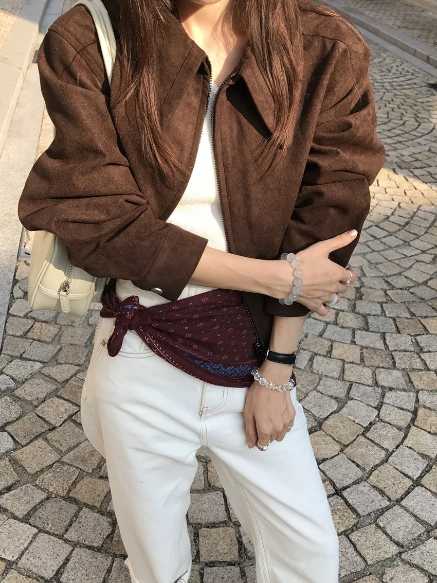 

Alien Kitty New Slim Vintage Jackets Women Chic Fashion OL Daily Full Sleeve Winter Suede Leather Office Lady Casual Coats