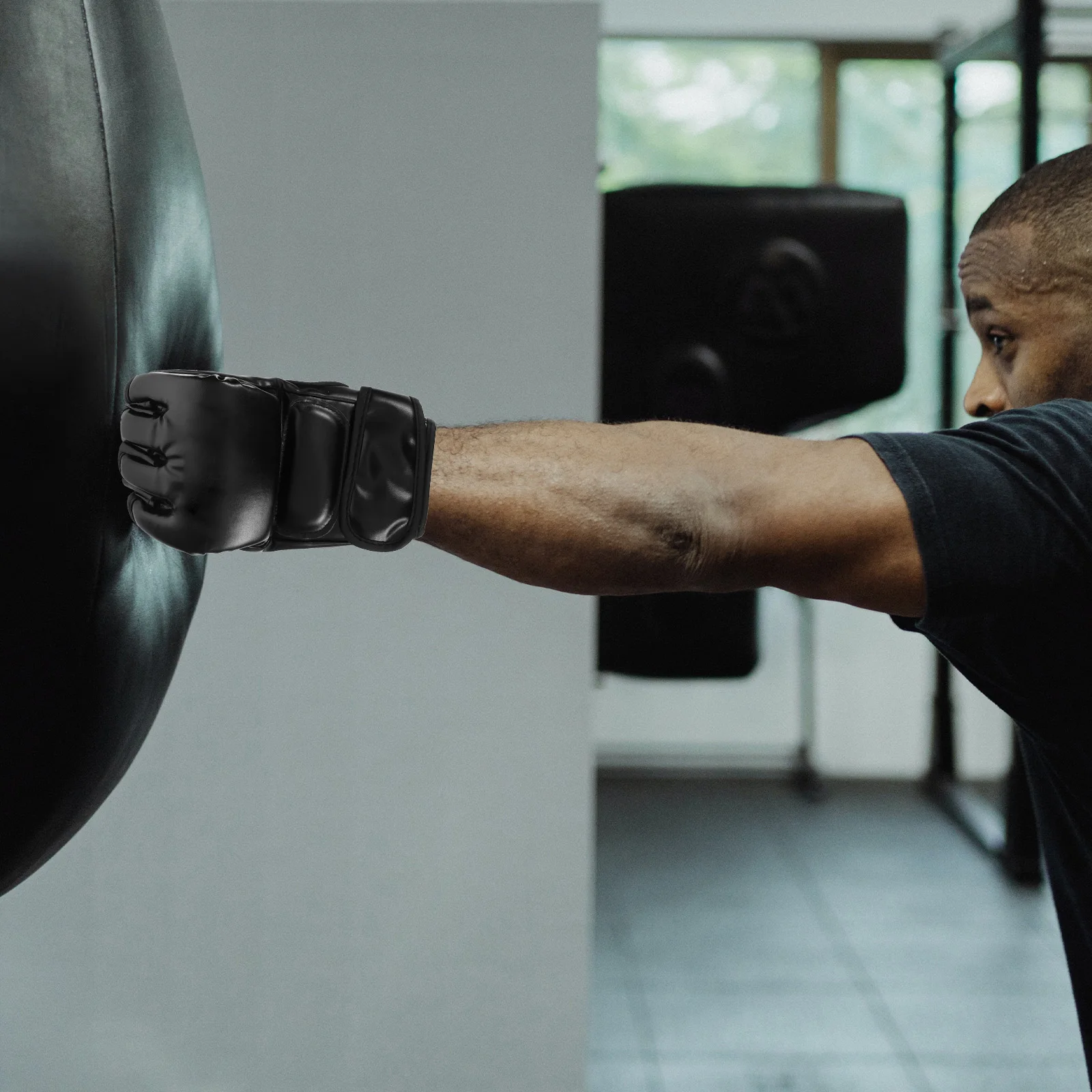 

MMA Boxing Half Finger Kickboxing Sparring Boxing Gloves For Men Punching Adult Black Training Set Wrist Support