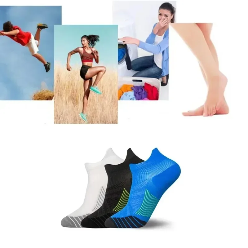 1 زوج الرياضة الكاحل الجوارب الرياضية المنخفضة قطع سميكة متماسكة تنفس سريعة الجافة للياقة البدنية في الهواء الطلق الجري المشي لمسافات طويلة مقاومة للاهتراء الدافئة