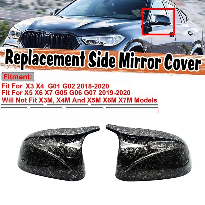 

Forged Pattern Ox Horn Side Door Rearview Mirror Cover Cap For BMW X3 X4 X5 G01 G02 G05 Rear View Mirror Cover Replace