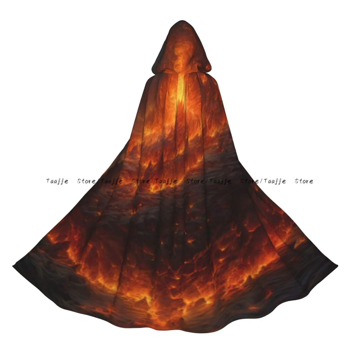 

Adult Fire Flames Texture Cloak Cape Hooded Medieval Costume Witch Wicca Vampire Halloween Costume Dress Coat