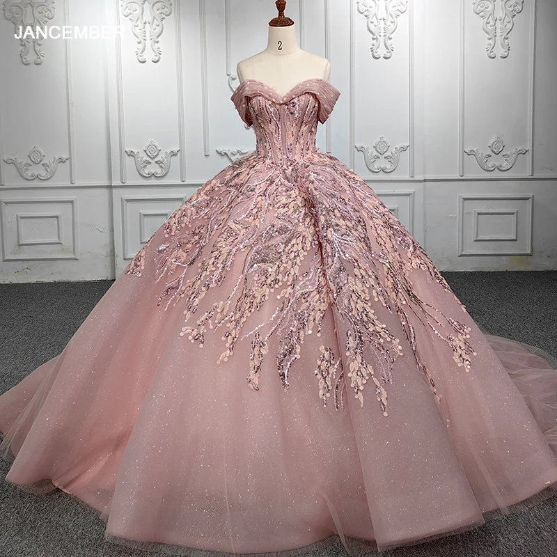 

JANCEMBER Великолепные платья Quinceanera Бальное платье из органзы Вечерние платья с блестками 2024 Розовый Милая DY6524 Бар Мицва