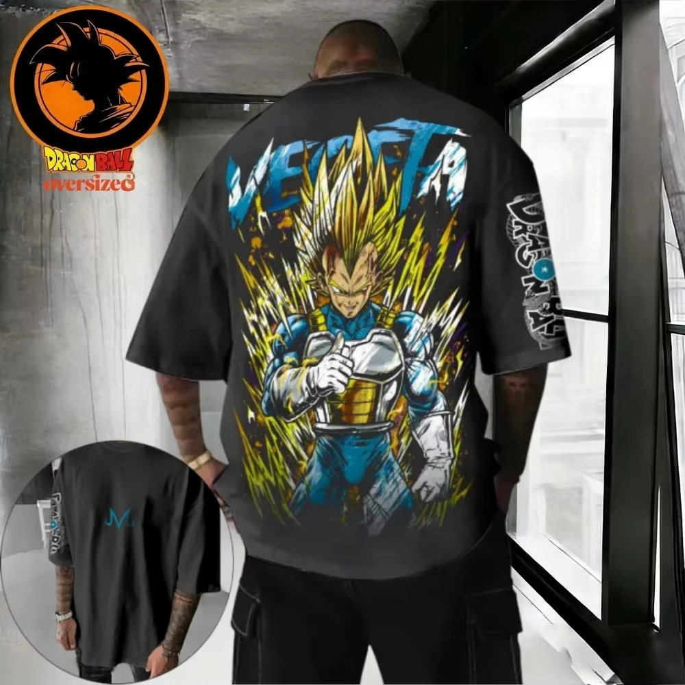 

Летняя футболка унисекс 2026 года в стиле ретро Dragon Ball, высококачественная хлопковая мужская футболка оверсайз с принтом Вегеты, повседневная детская футболка с коротким рукавом