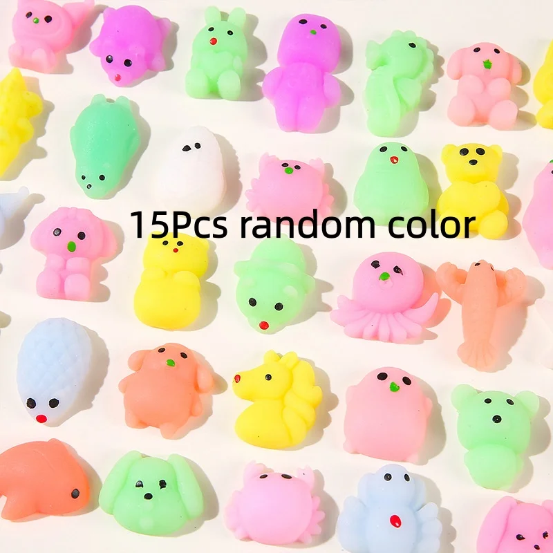 15 Stück Mini Mochi Squishies Kawaii Cartoon Stressabbau-Spielzeug zur Stresslinderung Quetschbälle Party-Geschenke Geburtstagsgeschenke