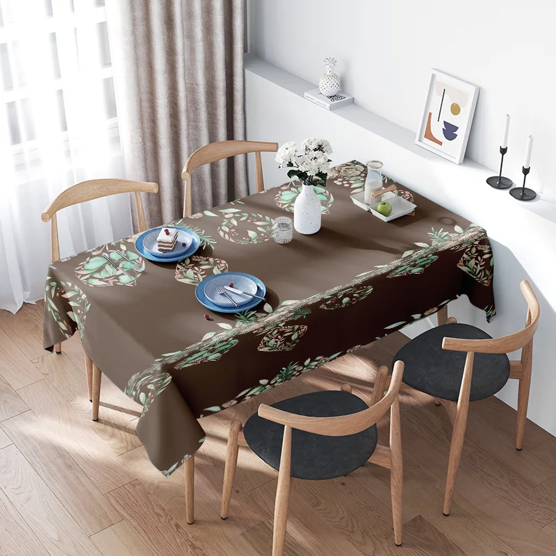 

Modern Floral Tablecloth Decor Elegant Green Leaves White Flowers Design for Home Dining Room or Kitchen Party Decoration150x260