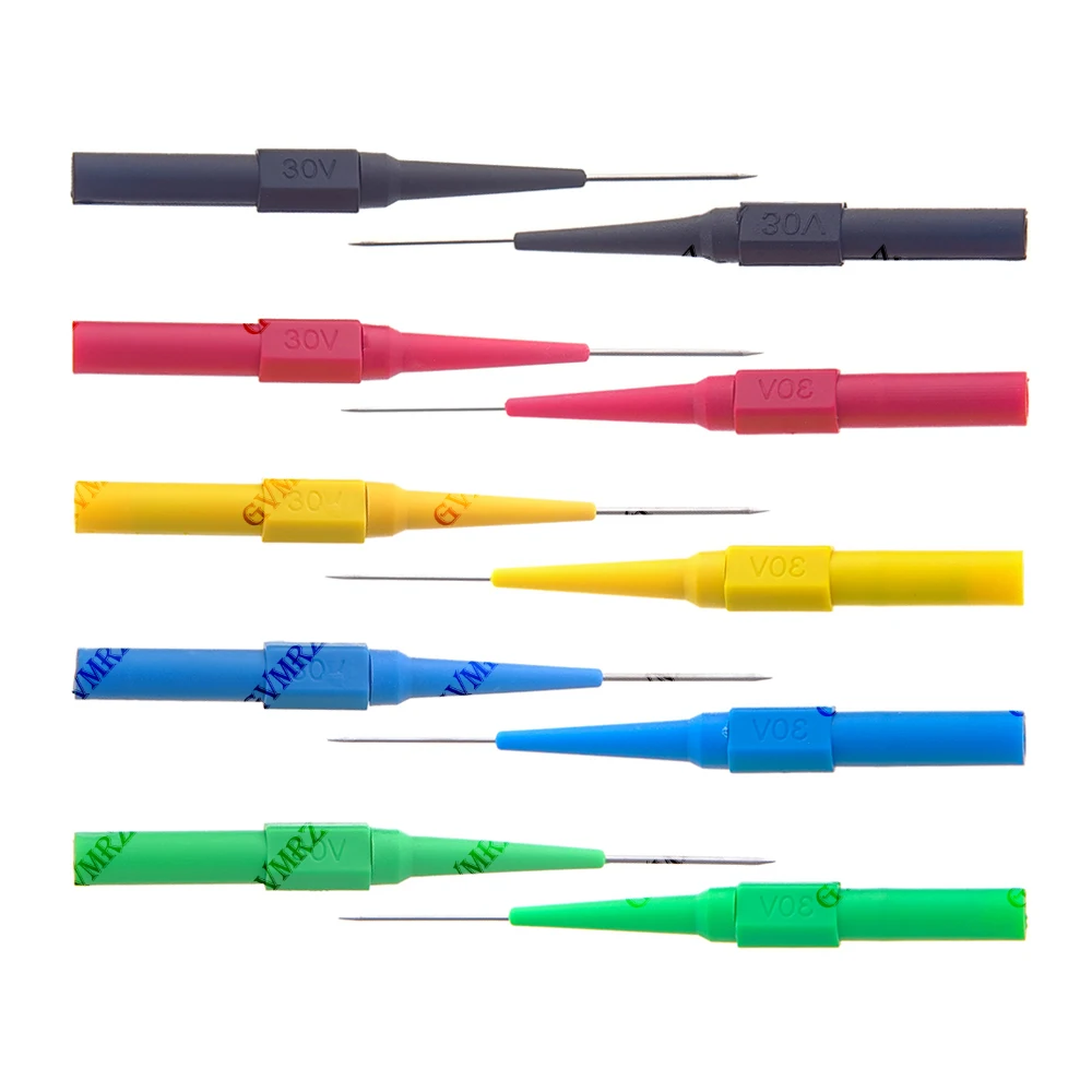 5PCS 0.7mm/1.0mm Non-destructive Multimeter Test Probes Insulation Piercing Needle 30V Measuring Device For Banana Plug Red Blue