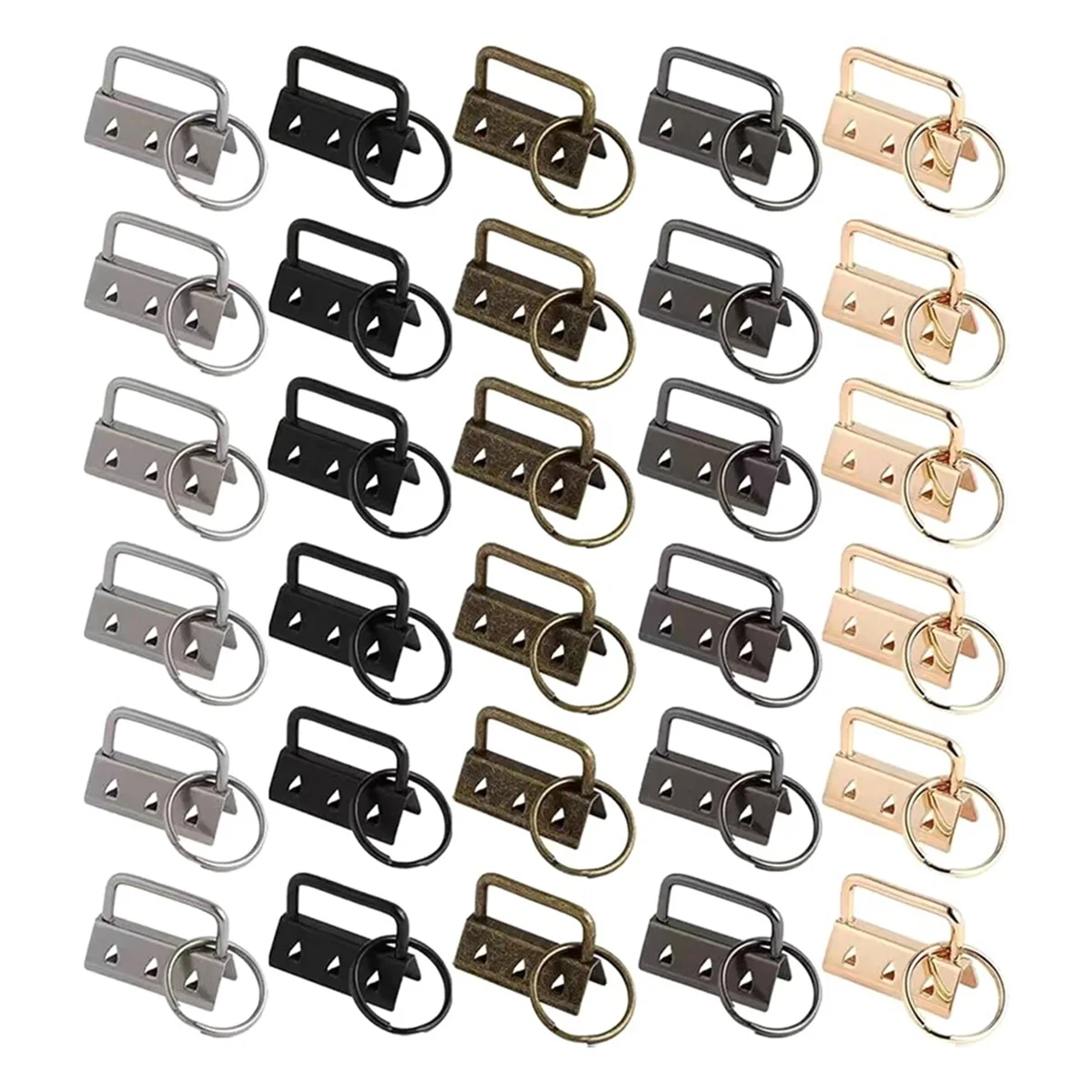 30 Pack 32Mm Metal Color Tail Clip Set 5 Color Metal Ribbon Hanging Clip with Key Ring DIY Tools.