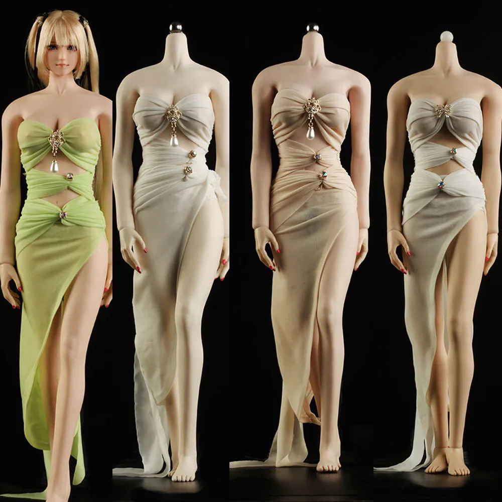 

JO21X-46 1/6 Tube Top High Slit Long Skirt with Strapless Ribbon Evening Dress Model Fit 12'' Soldier Action Figure Body