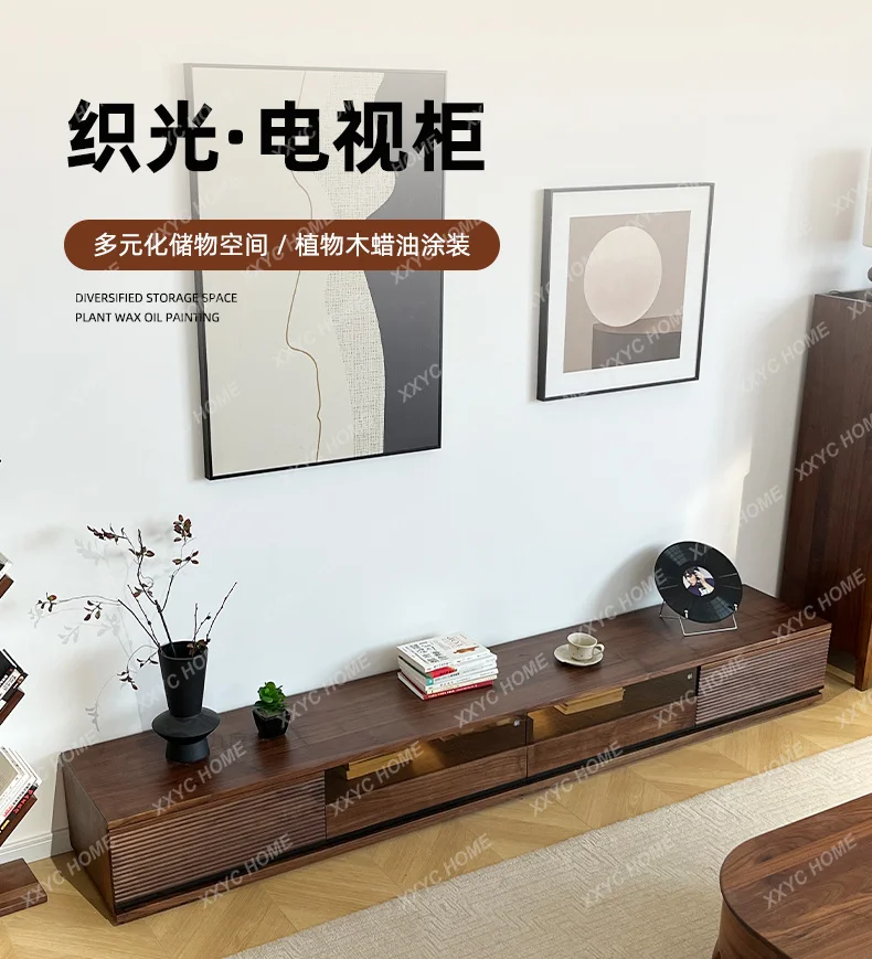 AA black walnut TV cabinet modern simple living room floor cabinet