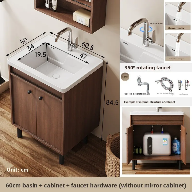 Freestanding Vintage Style Bathroom Vanity Deep Ceramic Basin Bathroom Sink Household Sink Single Sink Kitchen Washbasin