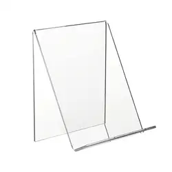 Clear Display Easel Book Stopper with Ledge Book Display Stand for Library Study Magazine File Movies Video Games Papers