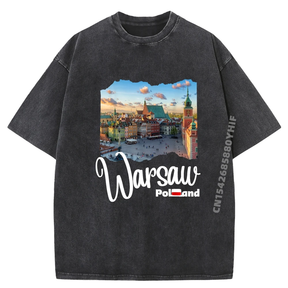 

Latest Printed Tshirt Poland Warsaw Souvenir Warsaw Mens Graphic Tshirts Mens Breathable Washed Clothes Casual Style