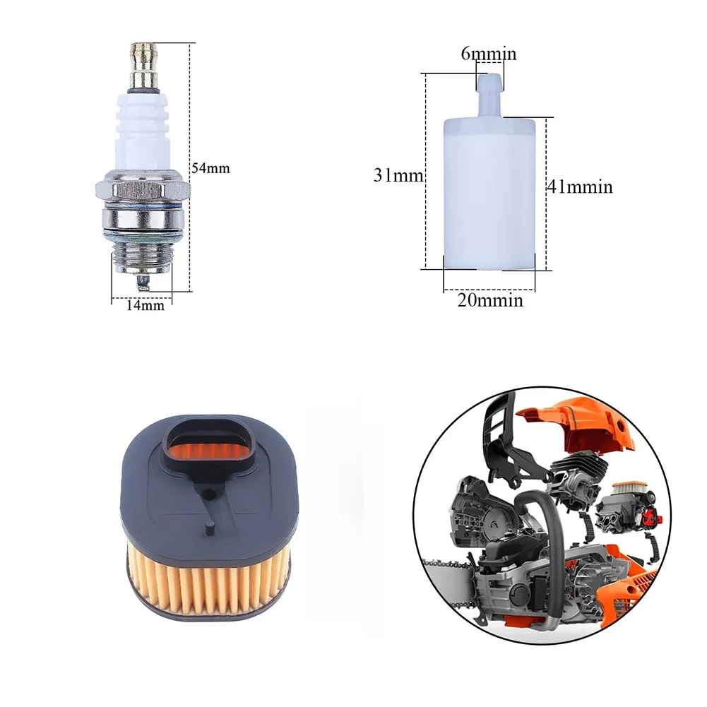 Air Filter Element Spark Plug Kit for 365/371/372 Chainsaws - Outdoor Garden Power Tool Accessories 503818004