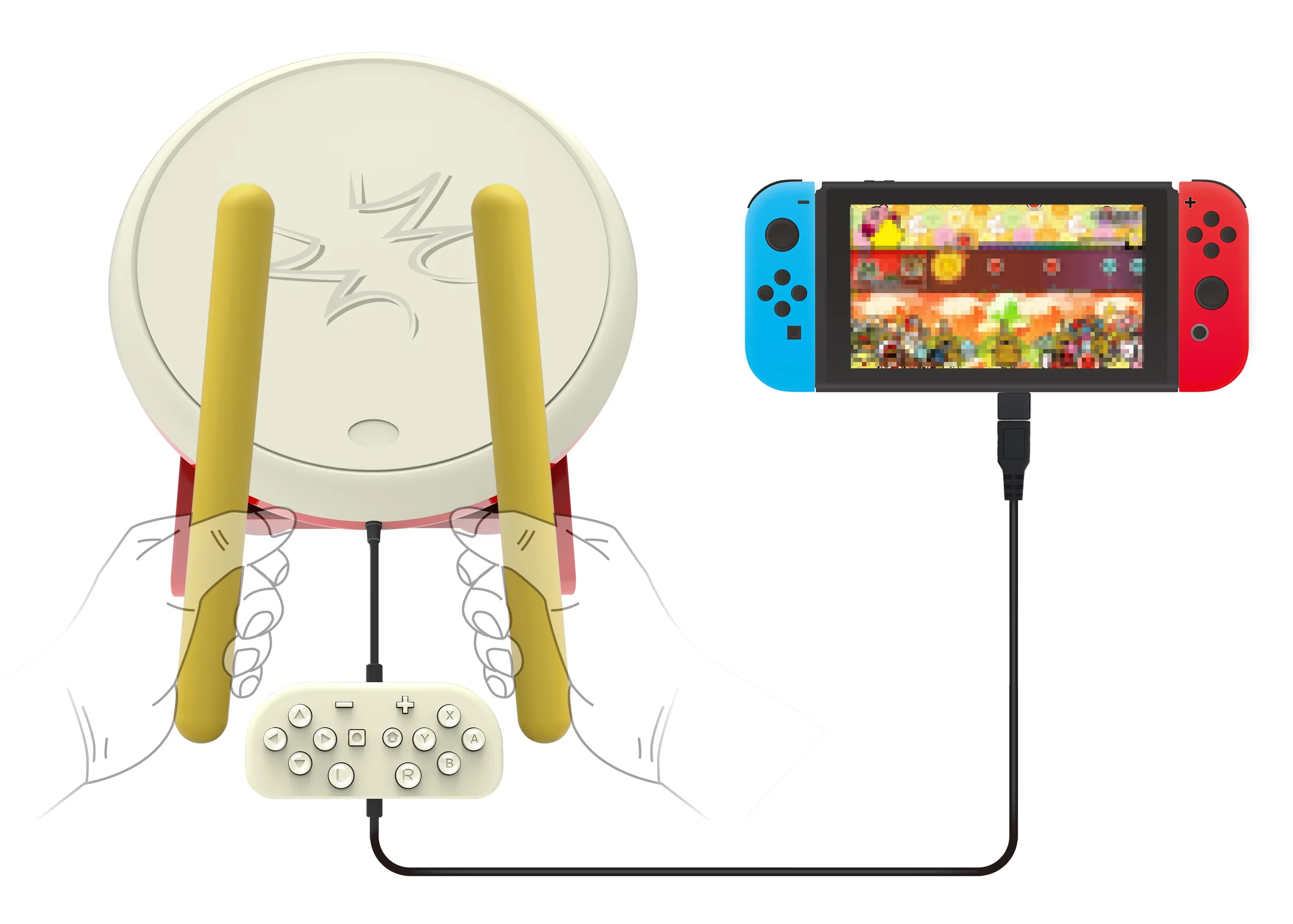 DOBE TNS-1867D Drum Controller Sticks for Nintendo Switch Console Taiko No Tatsujin Master Video Games