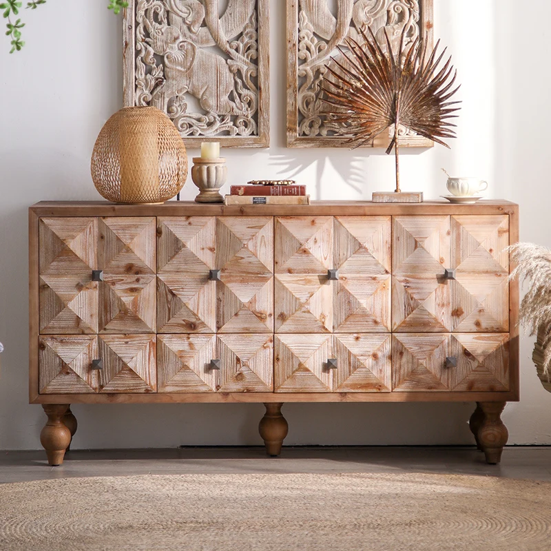 

The cabinet is against the wall, the retro wabi wind is old, the creative design art enters the entrance cabinet