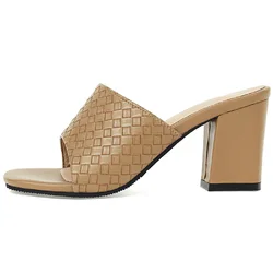 Brand Design Women's Slippers Elegant Summer Shoes For Women Block Heels White Black Sandals Ladies Party Outdoor Shoes Big Size