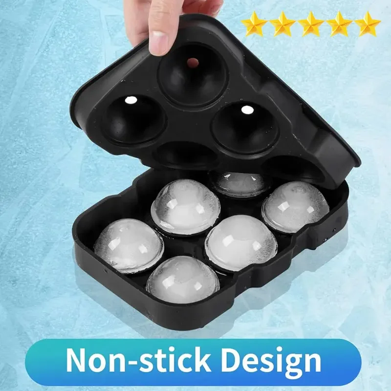 Bandejas grandes para cubitos de hielo, molde de silicona para congelador con tapa, molde reutilizable para hielo de whisky, Bola de diamante, gran oferta