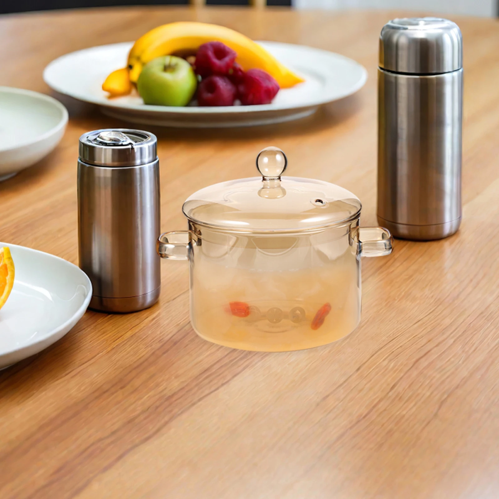 

Heat Resistant Borosilicate Glass Clear Simmer Pot Lid Simmering Soup Stew Pasta Ramen Stockpot Multifunctional Cooking Pot