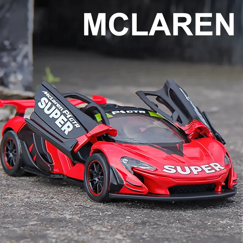 

1:32 McLaren P1 GTR Supercar Alloy Car Toy Car Metal Collection Model Car Sound and Light Pull Back Toys For Children