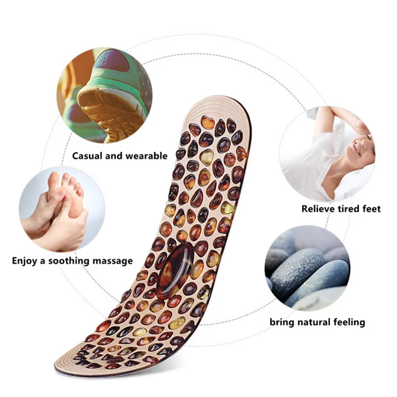 Plantar Press Sports Insole TPR Pebble Massage Insole Magnetic Foot Massage Pad Acupressure Anti-slip Mat Shock-Absorbant Insole