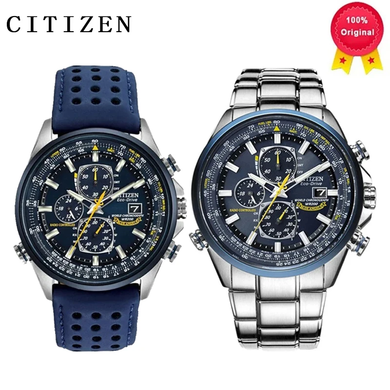 Reloj Original CITIZEN Blue Angel, calendario de cuarzo de tendencia de lujo, resistente al agua, multifunción, reloj redondo elegante de acero inoxidable