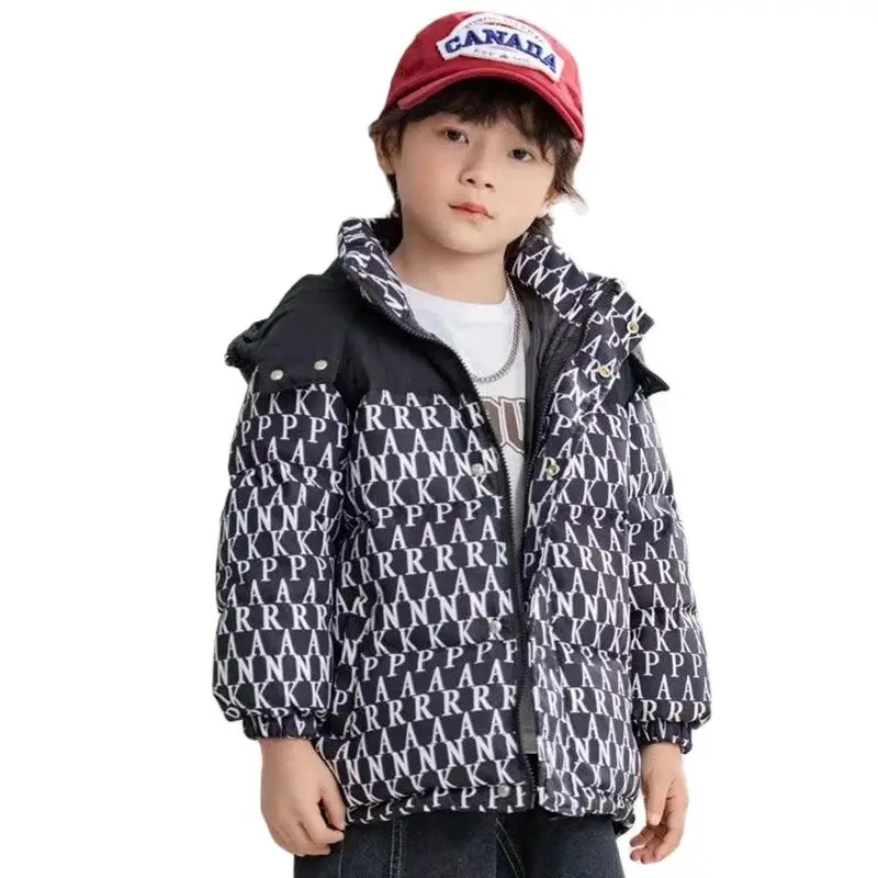 

OASHTH Boys and girls down jacket winter new full print fashionable coat thickened children's jacket