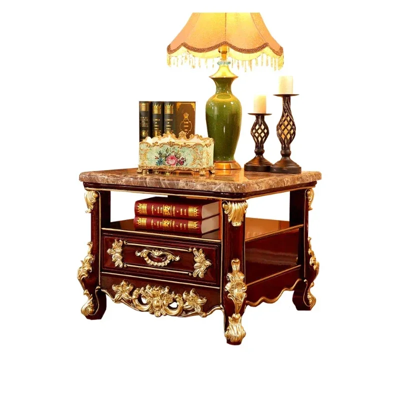 

Solid Wood Marble Red Sandalwood Sofa Side Table