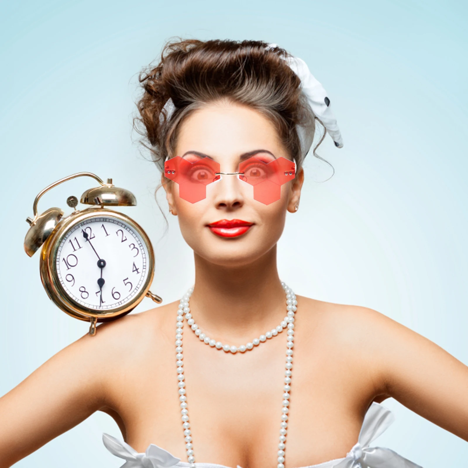 

1 Pair Frameless Sunglasses Creative Eyeglasses Party Dress Up Props Durable Pc Material Fashionable Unisex Eyewear For