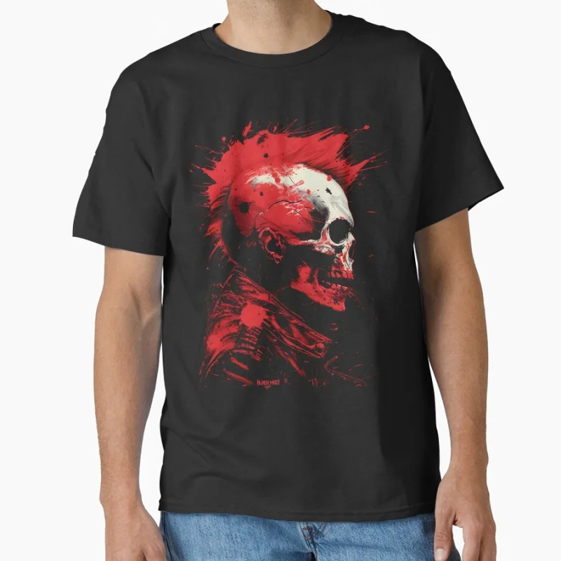 

vintage Punk Skull horror death gothic pattern scary halloween gift T-shirt for men Large size Tops S-6xl