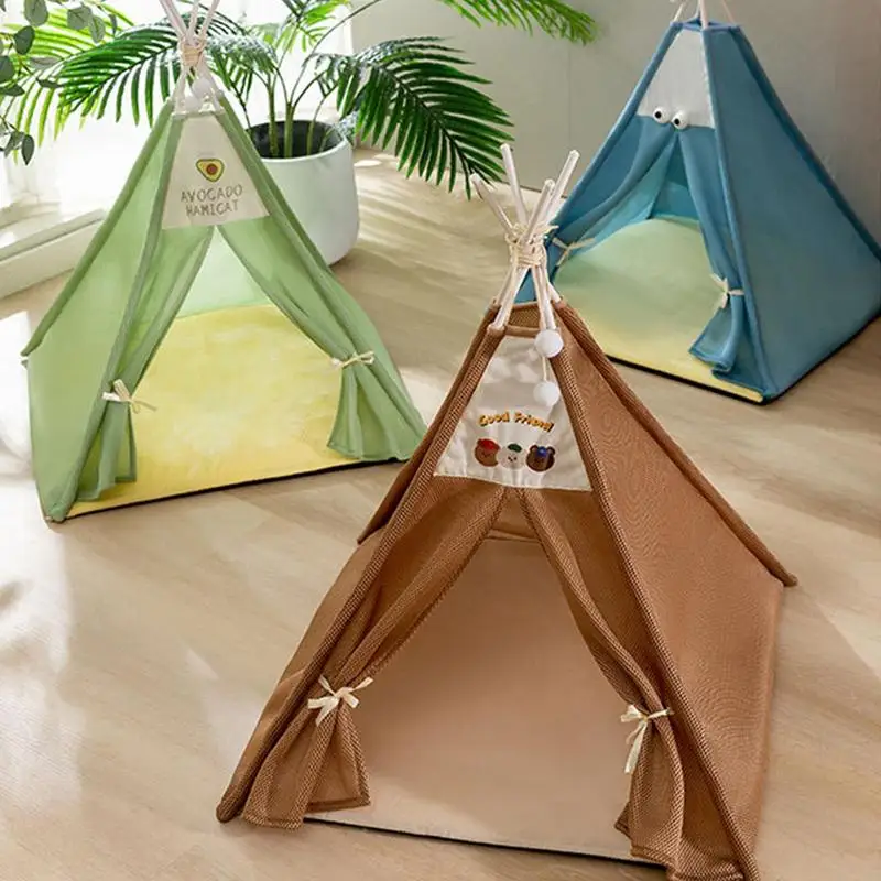 Portable Pet Playpen Breathable Mesh Foldable Dog Tent In Stable Structure Pet Teepee Machine Washable Portable Indoor Dog House