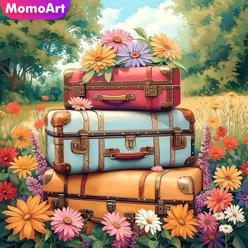 Momoart Diamant Malerei Gepäck Landschaft Neue Kollektion Blume Diamant Mosaik Gänseblümchen Stickerei DIY Neujahr Geschenk