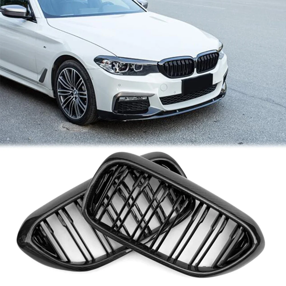 

2Pcs Carbon Fiber ABS Car Front Kidney Grille Racing Grills For BMW 5 Series G30 G31 G38 530i 540i 2017 2018 2019