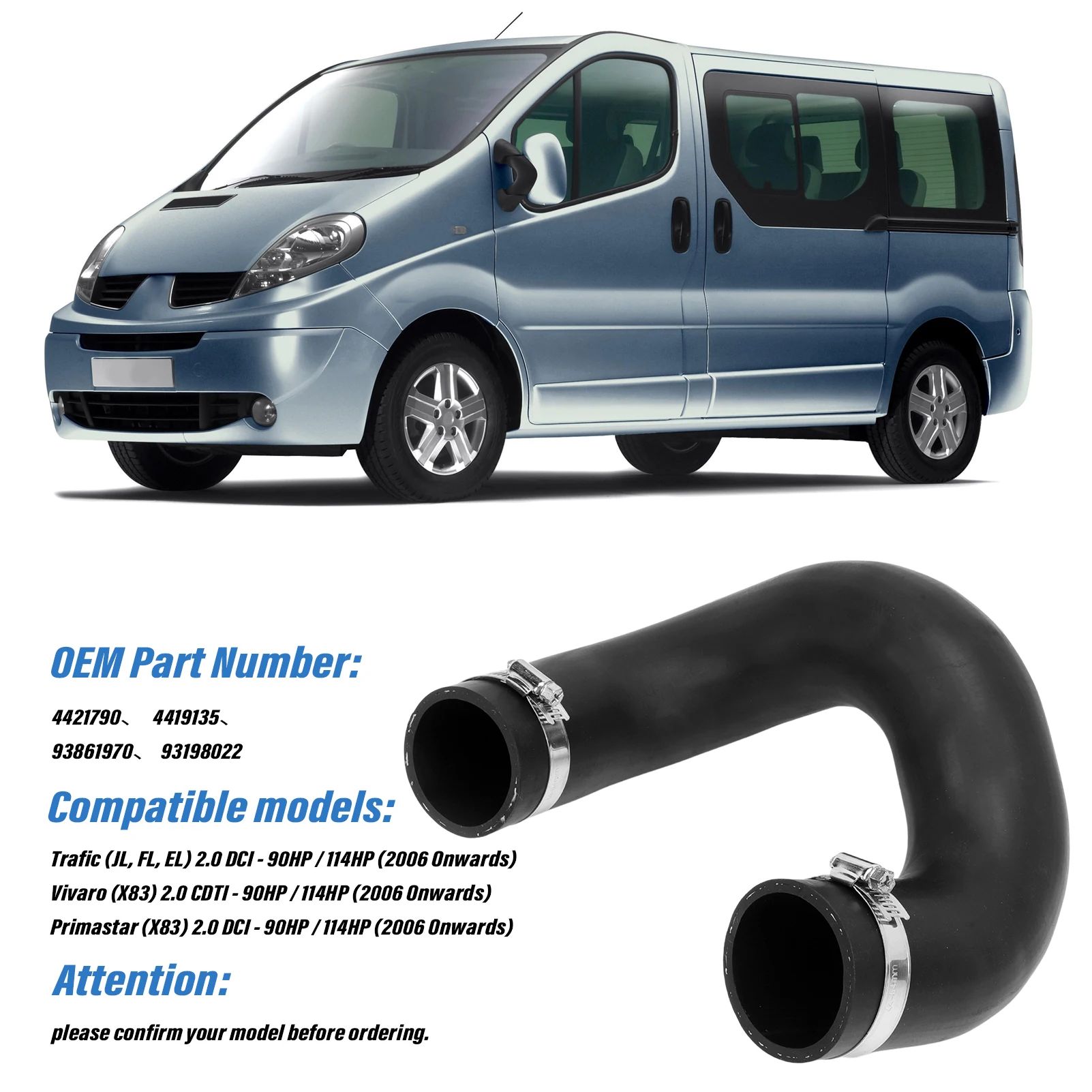 

Turbo Intercooler Hose Pipe for Renault Trafic Vivaro 2006-2014 4421790 4419135 93861970