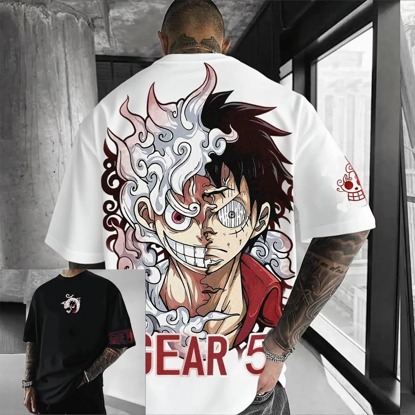 One Piece Luffy Men's T-Shirt Graphic Tee Anime Print Short Sleeve Tee Summer New Oversized Streetwear Anime Cosplay Y2k Clothes