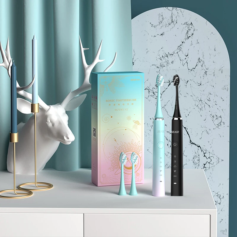 S2 Sonic Electric Toothbrush 5 Cleaning Modes IPX7 Waterproof Long Lasting USB Rechargeable Tooth Brush With 10 Brush Heads
